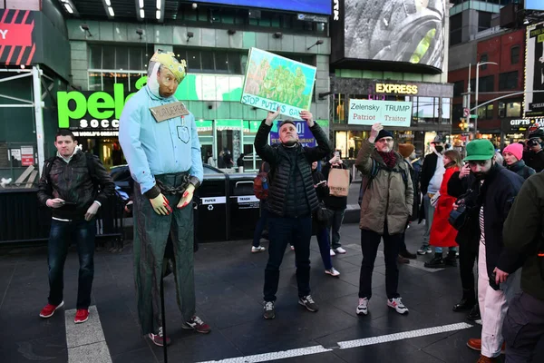 Nova Iorque Cidade Eua Março 2022 Cidadãos Ucranianos Protestam Times Imagens De Bancos De Imagens