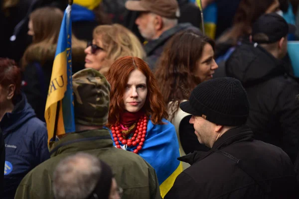 New York City Usa March 2022 Протести Українських Громадян Таймс — стокове фото