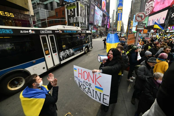 Nueva York City Estados Unidos Marzo 2022 Protestas Ciudadanos Ucranianos — Foto de Stock