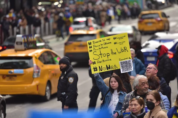 Nueva York City Estados Unidos Marzo 2022 Protestas Ciudadanos Ucranianos — Foto de Stock