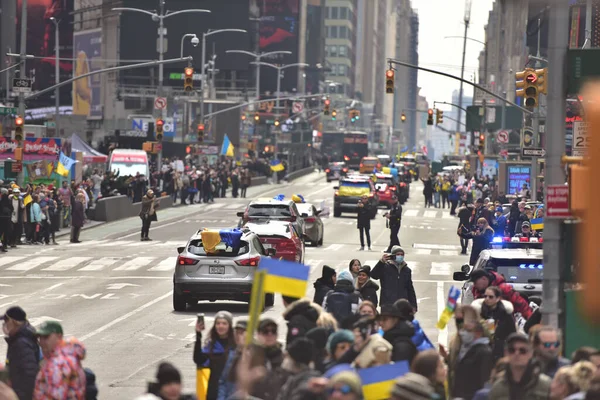 Nova Iorque Cidade Eua Março 2022 Cidadãos Ucranianos Protestam Times — Fotografia de Stock
