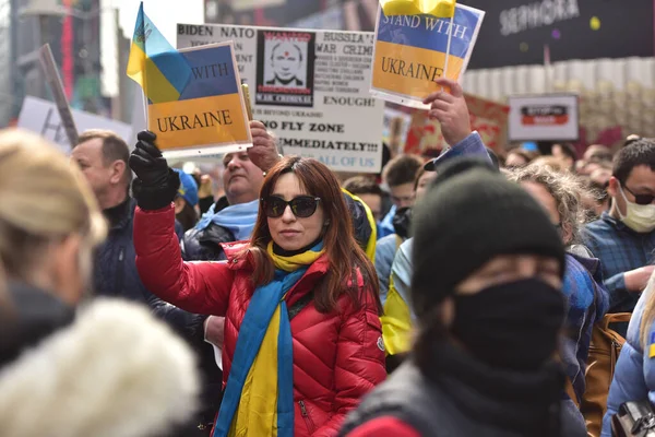 New York City Sua Martie 2022 Cetățenii Ucraineni Protestează Times — Fotografie, imagine de stoc