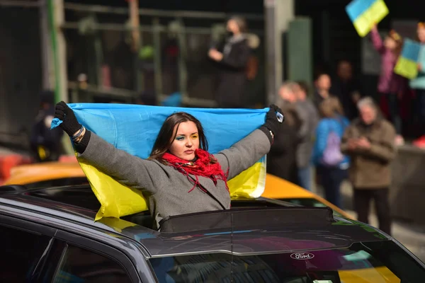 New York City Usa Mars 2022 Ukrainska Medborgare Protesterar Times Royaltyfria Stockfoton