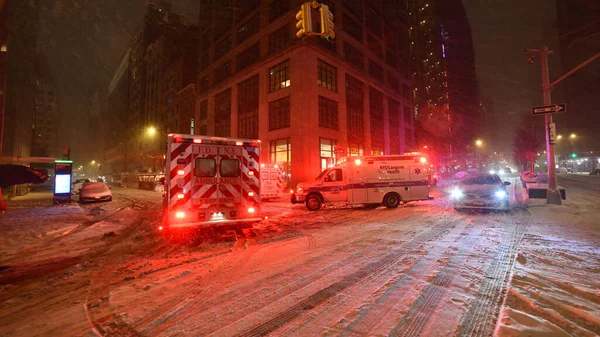 Полиция Нью Йорка Пожарный Департамент Нью Йорка Месте Происшествия Нью — стоковое фото
