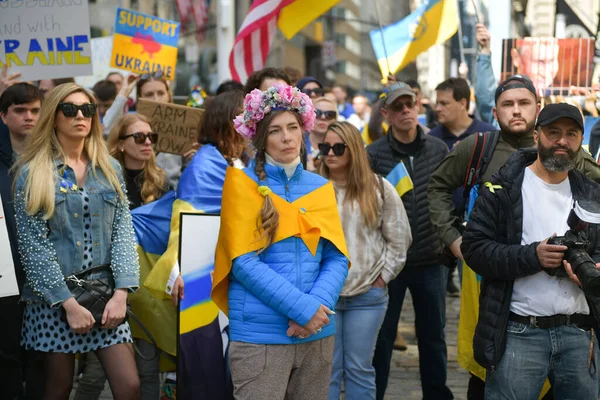 Nueva York City Abril 2022 Ciudadanos Ucranianos Protestan Contra Guerra — Foto de Stock