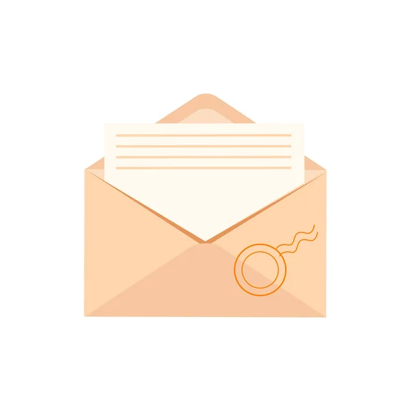 Open Envelop Met Een Brief Vector Illustratie Witte Achtergrond — Stockvector