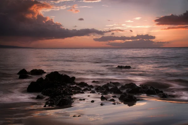 Golden Sunset Keawakapu Beach Maui Hawaii — Stok fotoğraf