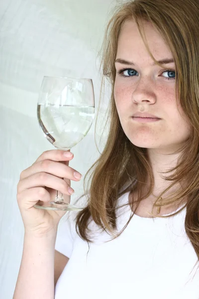 Girl with a glass of water — Stock Photo, Image