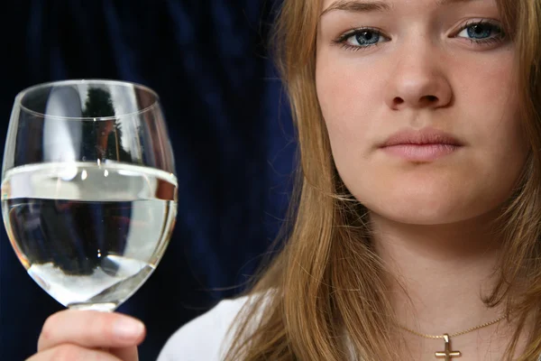 Girl with a glass of water — Stock Photo, Image