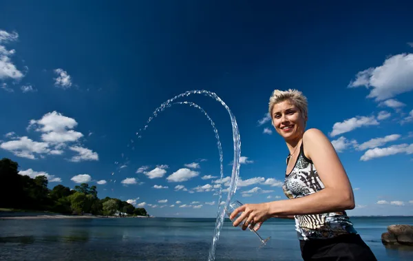 Girl drinking water — Stock Photo, Image