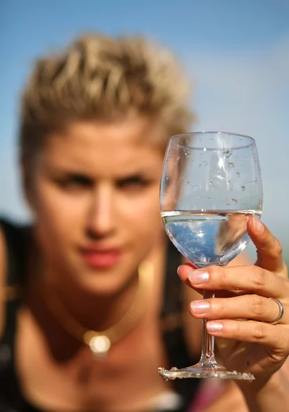 Girl drinking water — Stock Photo, Image