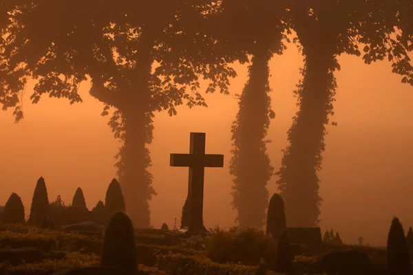 Niebla cemetary — Foto de Stock