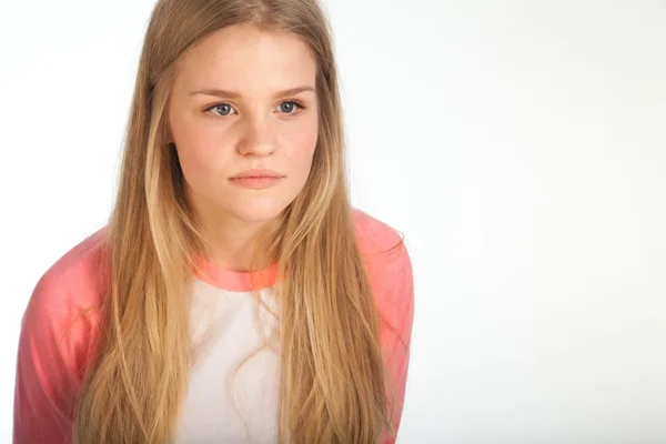 Scandinavian cute young girl portrait lost in her thoughts — Stock Photo, Image