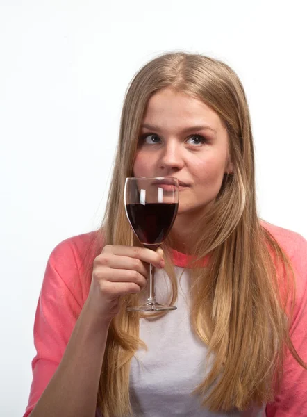 Skandynawskie słodkie dziewczyny Picie wina — Zdjęcie stockowe