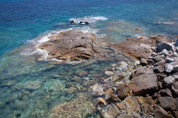Rocks Beach Algajola Village Town Corsica Balagne Arean Summer — Stock Photo, Image