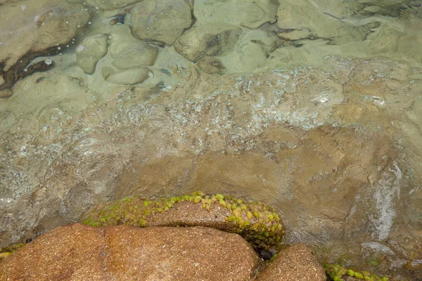 Klippor Vid Stranden Algajola Eller Stad Korsika Balagne Arean Sommaren — Stockfoto