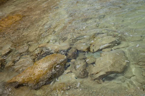 Klippor Vid Stranden Algajola Eller Stad Korsika Balagne Arean Sommaren — Stockfoto