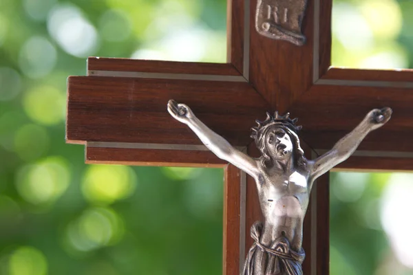 Crocifisso Legno Con Cristo Una Casa Francese — Foto Stock