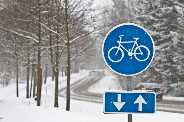 Verkeer Winter Denemarken Tijdens Een Sneeuwstorm — Stockfoto