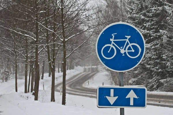 Verkehr Winter Dänemark Bei Schneesturm — Stockfoto