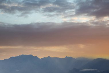 Mountains behind the village of Lumio Corsica on the mediterranean sea in Franc