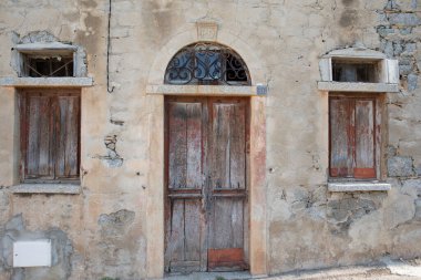 Facade of a house in Lumio Corsica on the mediterranean sea