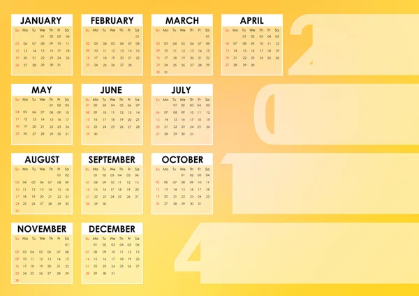 Kalender 2014 met zachte achtergrond — Stockfoto