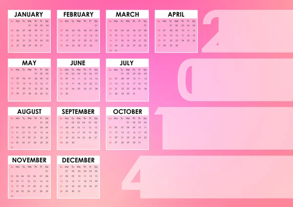 Calendar 2014 with soft background — Stock Photo, Image