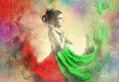 abtract fırça Bayan sıçrama arka planda