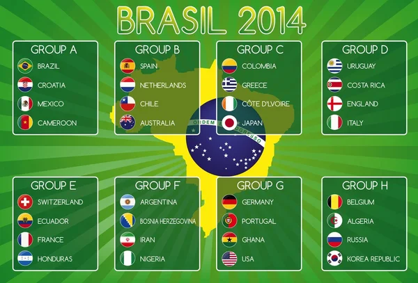 Brésil 2014 étapes de groupe — Image vectorielle