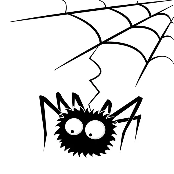 Araña de halloween negro con web — Vector de stock