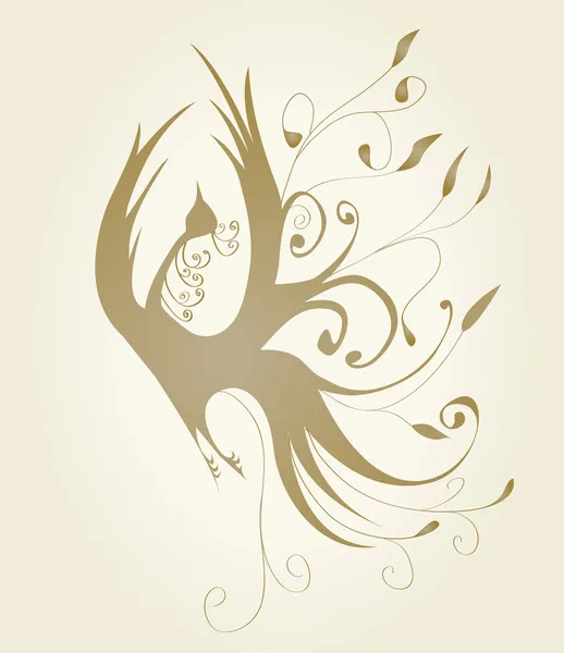 Gold bird with curls — Stock Photo, Image