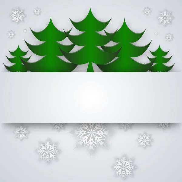 Snowflakes and tree on a paper background — Stock Vector