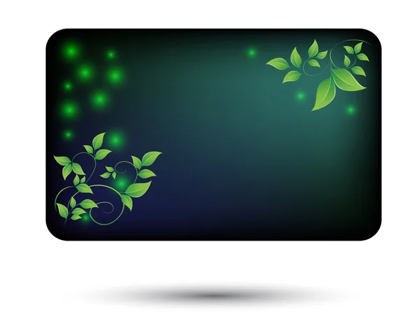 Card-with-green-leaves — Stock Vector