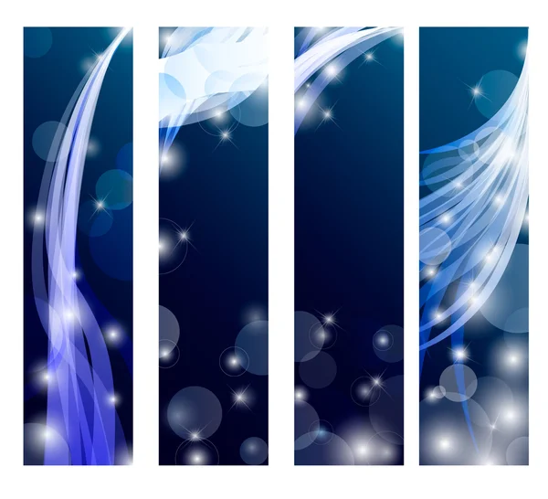 Banner abstracto con rizos de color azul — Vector de stock