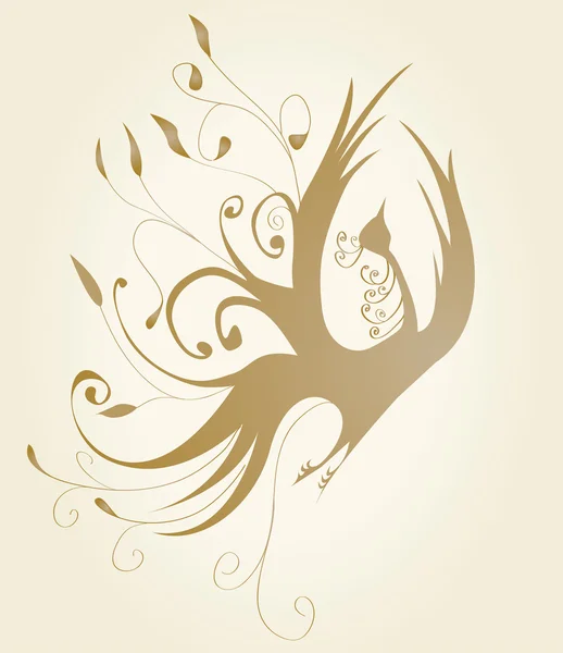 Decorative frame with gold curls in the form of a bird — Stock Photo, Image