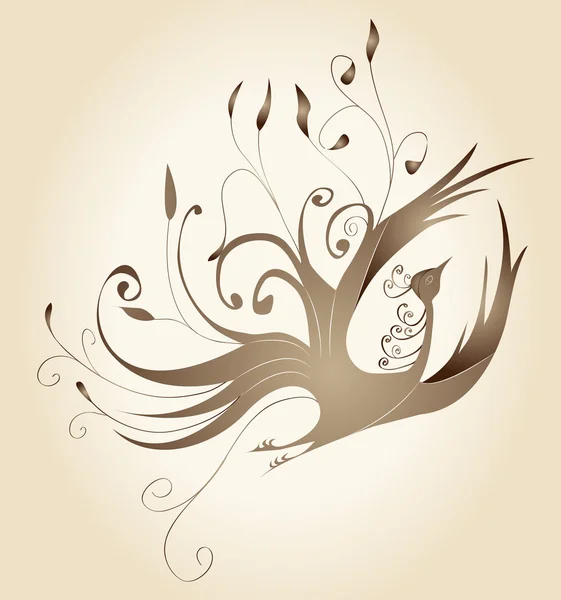 Cadre décoratif avec des boucles d'or en forme d'oiseau — Image vectorielle