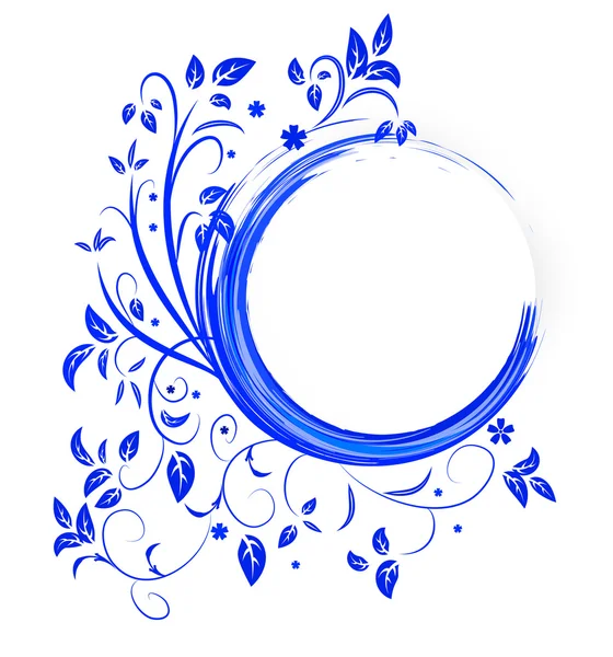 青い色のカールを持つ抽象バナー — ストックベクタ