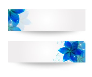 çiçekler ve yapraklar ile banner