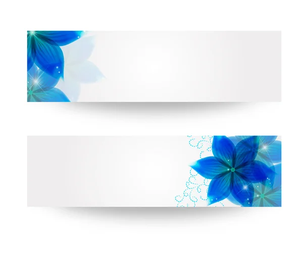 Banner com flores e folhas — Vetor de Stock