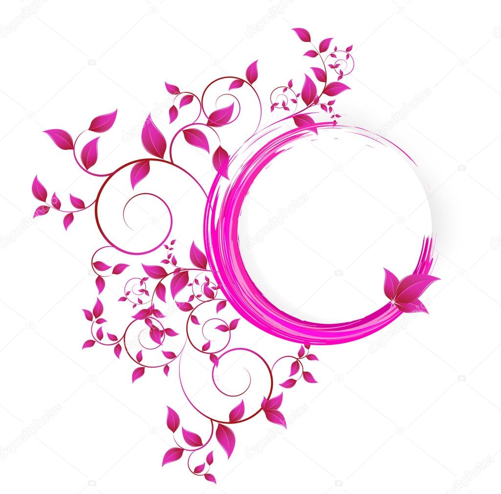 Abstract banner with curls of pink color