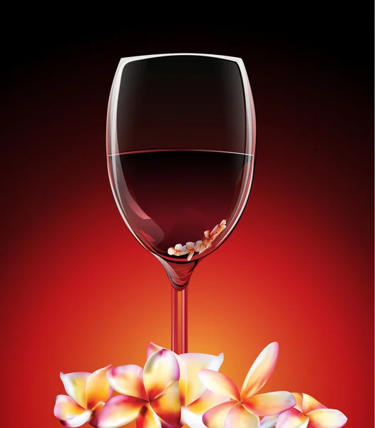 A glass of wine with flowers — Stock Vector