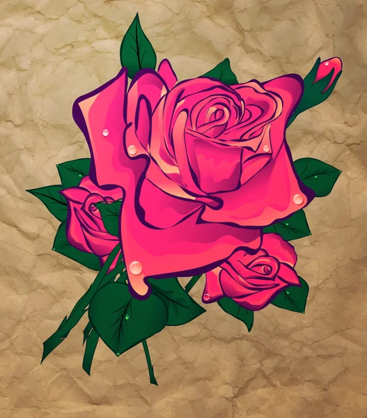 Rose sur un papier de fond — Image vectorielle