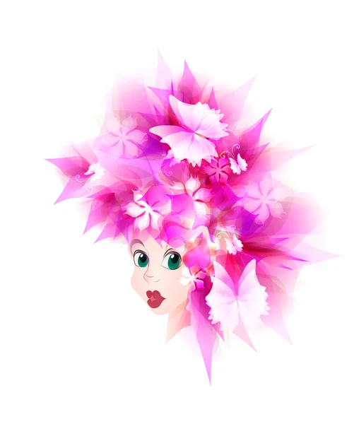 Mulheres de moda bonita com flor colorida abstrata — Vetor de Stock