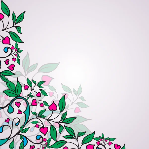 緑の葉と心ベクトル飾り — ストックベクタ