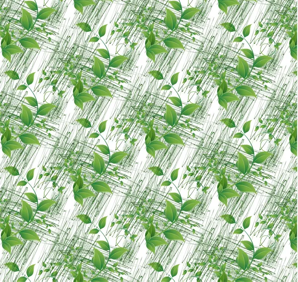 Feuilles vertes colorées sur fond blanc sans couture — Image vectorielle