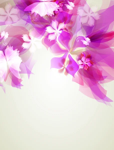 抽象艺术背景与粉红的花元素 — 图库矢量图片