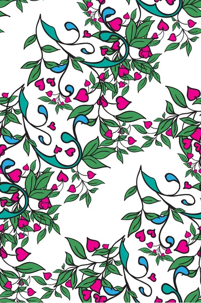 Motif floral vert sans couture. Illustration vectorielle . — Image vectorielle
