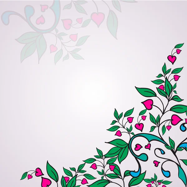 緑の葉と心ベクトル飾り — ストックベクタ