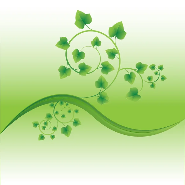Gren med färska gröna blad — Stock vektor